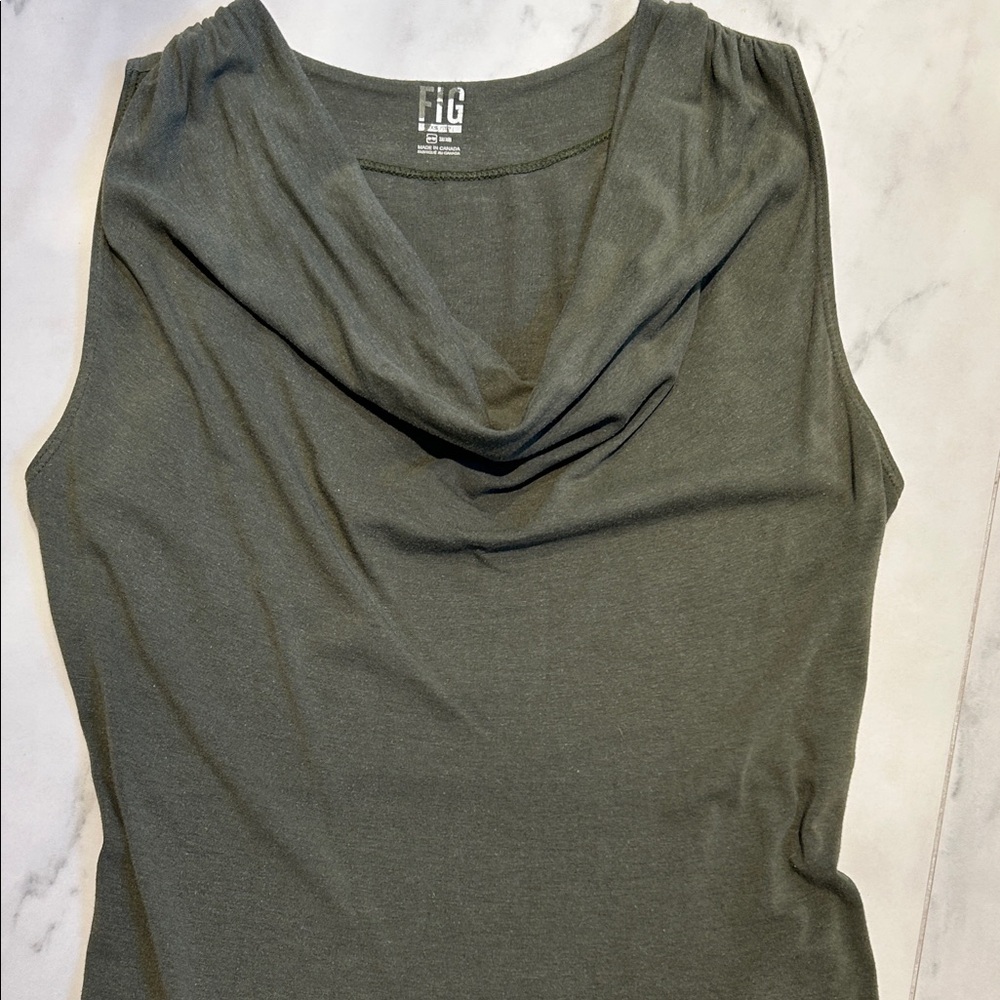Green Drape Midi Dress XS Sleeveless